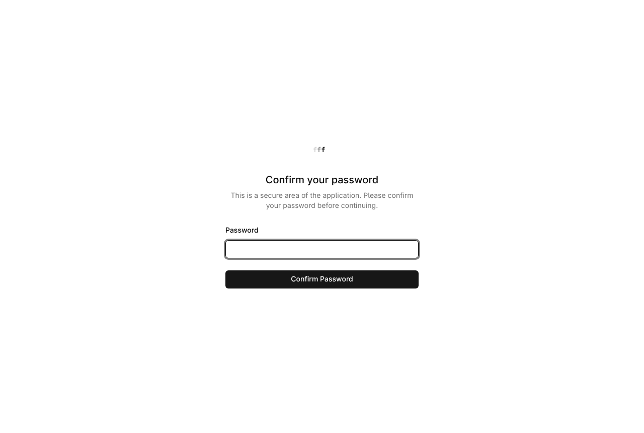 Opening Two-Factor Auth asks for your password before it shows anything. Every change on that page sits behind this screen.
